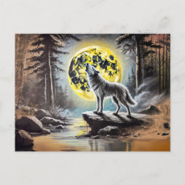 Cartão Postal Wolf Howling at the Full Moon