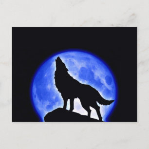 Cartão Postal Wolf Howling na Lua