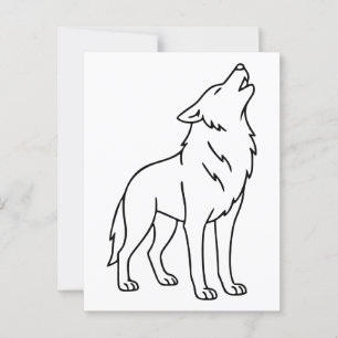Cartão Postal Wolf Line Art minimalista - Como se dava vida selv