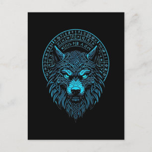 Cartão Postal Wolf Mask Odin Executa Viking Norse Compass