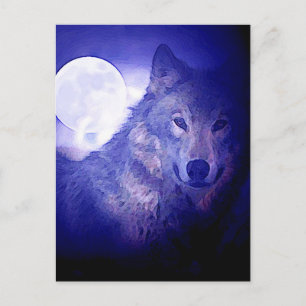 Cartão Postal Wolf & Moon