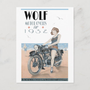 Cartão postal Wolf Motorcicleta