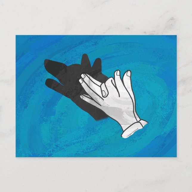 Cartão Postal Wolf On Blue (Frente)