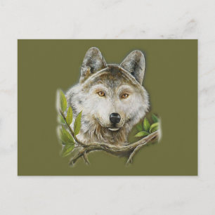 Cartão Postal Wolf Painting com apenas face