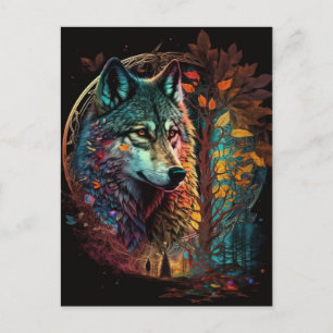 Cartão Postal Wolf Surreal Fantasy