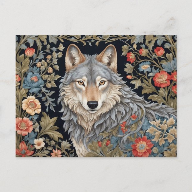 Cartão Postal Wolf William Morris, Cinza Noble, Inspirado (Frente)
