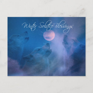 Cartão Postal Wolf Winter Solstice Blessings