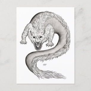 Cartão Postal Wolfdragon, Wolf e Dragon, mix-Creature