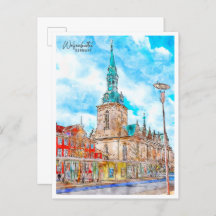 Wolfenbuttel Alemanha viagens vintage aquarela