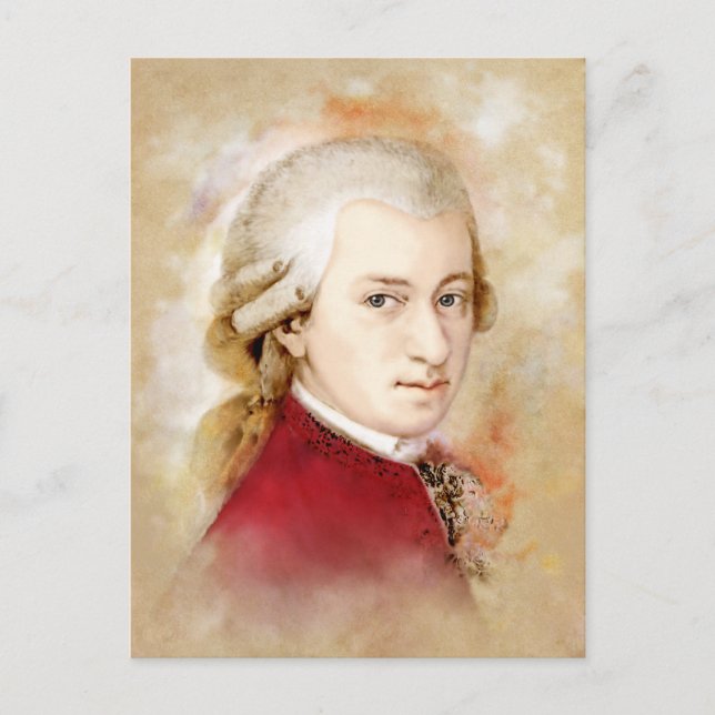 Cartão Postal Wolfgang Amadeus Mozart im Aquarell Stil (Frente)