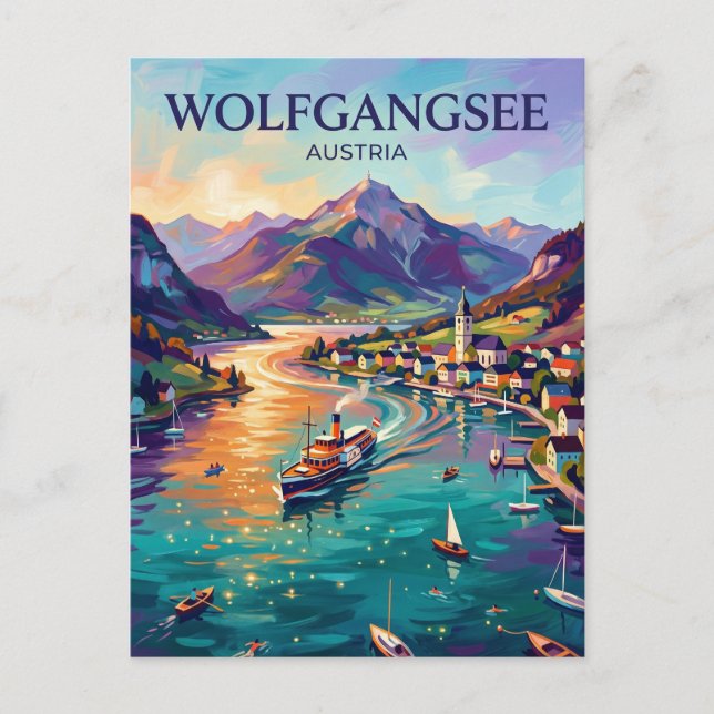 Cartão Postal Wolfgangsee Áustria (Frente)