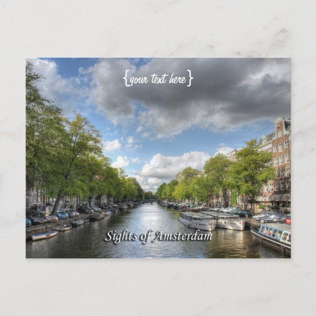 Cartão Postal Wolvenstraat / Canal Singel, Vista de Amsterdã (Frente)