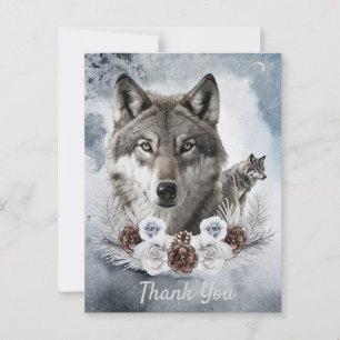 Cartão Postal Wolves Watercolor Winter