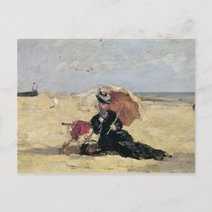 Cartão Postal Woman with a Parasol on the Beach, 1880