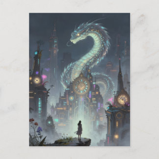 Cartão Postal Womanon a Precipice Overlooking on Ancient City