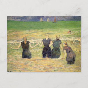 Cartão Postal Women Bathing Dieppe por Paul Gauguin