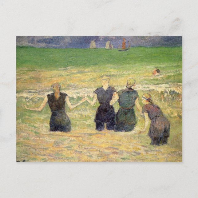 Cartão Postal Women Bathing Dieppe por Paul Gauguin (Frente)