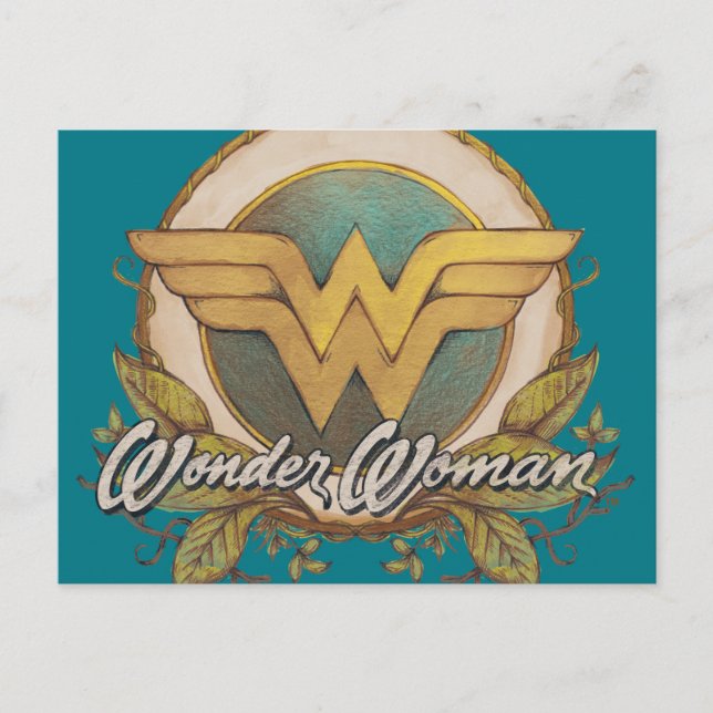 Cartão Postal Wonder Woman Foliage Sketch Logo (Frente)