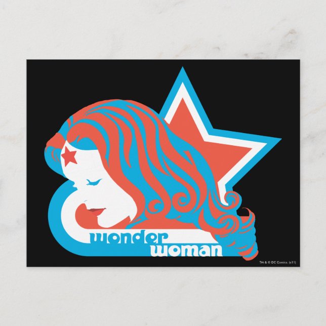 Cartão Postal Wonder Woman Red & Blue Star (Frente)