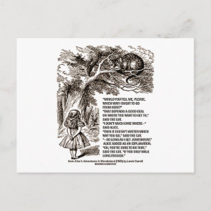 Cartão Postal "Wonderland" Citação "Por qual caminho eu deveria