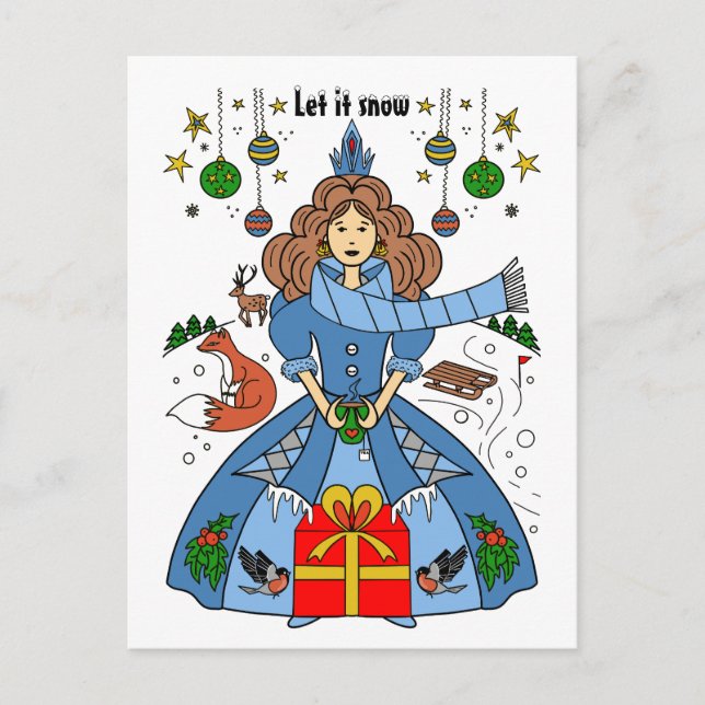 Cartão Postal Wonderland de inverno para o Natal (Frente)