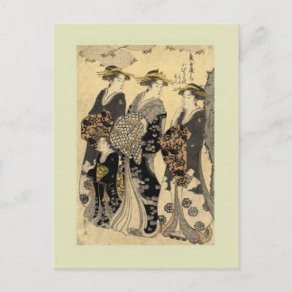 Cartão Postal Woodblock do japonês do vintage