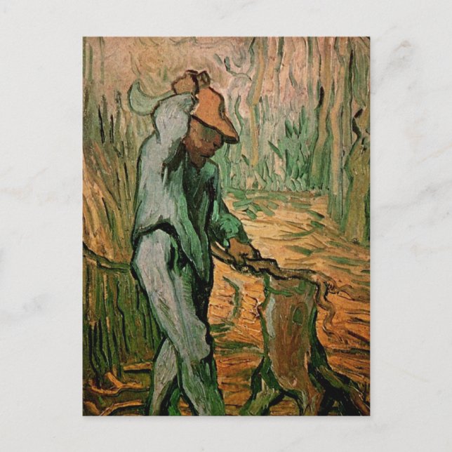 Cartão Postal Woodcutter (após Millet), por Vincent van Gogh (Frente)