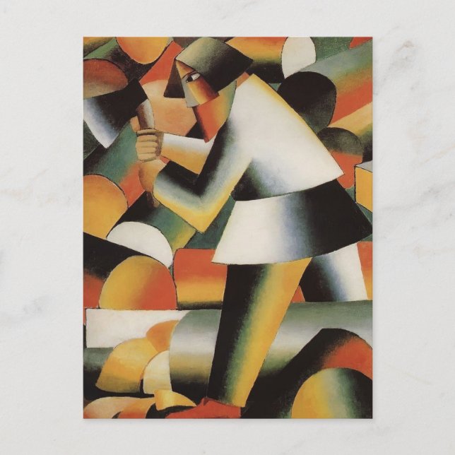 Cartão Postal Woodcutter de Kazimir Malevich (Frente)
