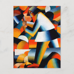 Cartão Postal Woodcutter de Kazimir Malevich (1912)