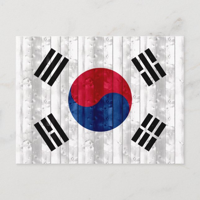 Cartão Postal Wooden South Korea Flag (Frente)
