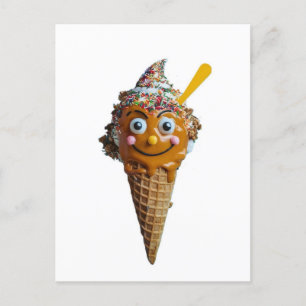 Cartão Postal Wooden wall painting with ice cream design.