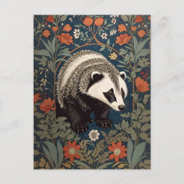 Cartão Postal Woodland Badger William Morris Inspirou