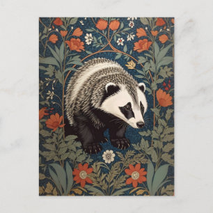 Cartão Postal Woodland Badger William Morris Inspirou