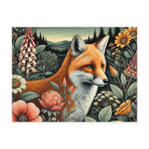 Cartão postal Woodland Fox | Floresta Cura — Arte