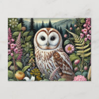 Cartão postal Woodland Owl | Arte Maiestosa de Cor