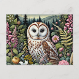 Cartão postal Woodland Owl | Arte Maiestosa de Cor