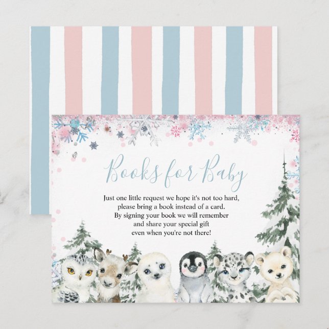 Cartão Postal Woodland Winter Animal Artics Books para Bebê (Frente/Verso)