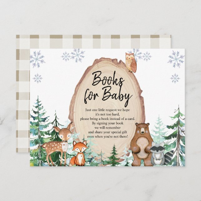 Cartão Postal Woodland Winter Animal Forest Books para Baby Post (Frente/Verso)
