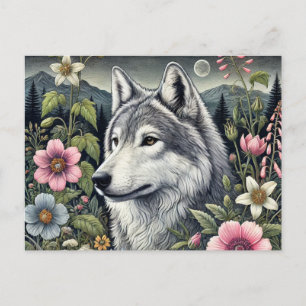 Cartão postal Woodland Wolf Majesttic Forest Wol