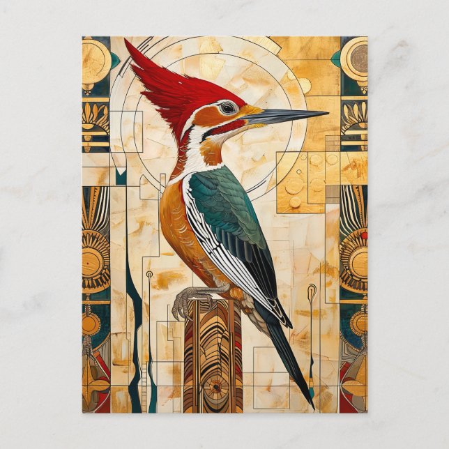 Cartão Postal Woodpecker Totem – Art Deco Rhythm (Frente)
