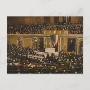 Cartão Postal Woodrow Wilson pedindo ao Congresso para Declarar