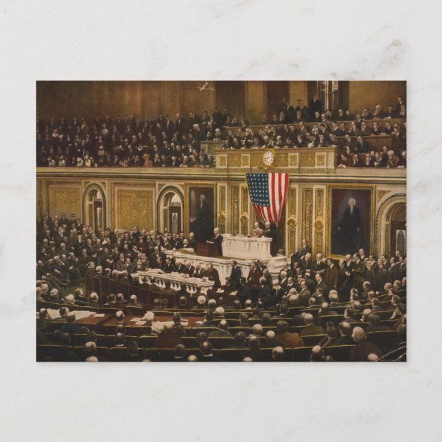 Cartão Postal Woodrow Wilson pedindo ao Congresso para Declarar  (Frente)