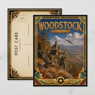 Cartão Postal Woodstock Nova York Arte Deco Vintage Era de Ouro