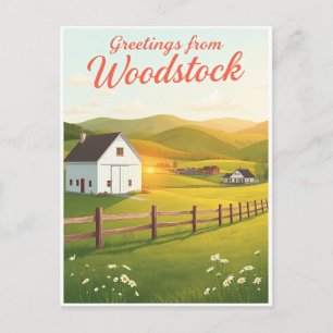 Cartão Postal Woodstock, Vermont – Cenas da Fazenda e da Vila