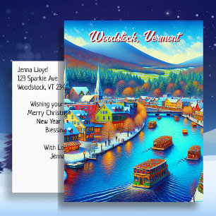 Cartão Postal Woodstock, Vermont no Natal