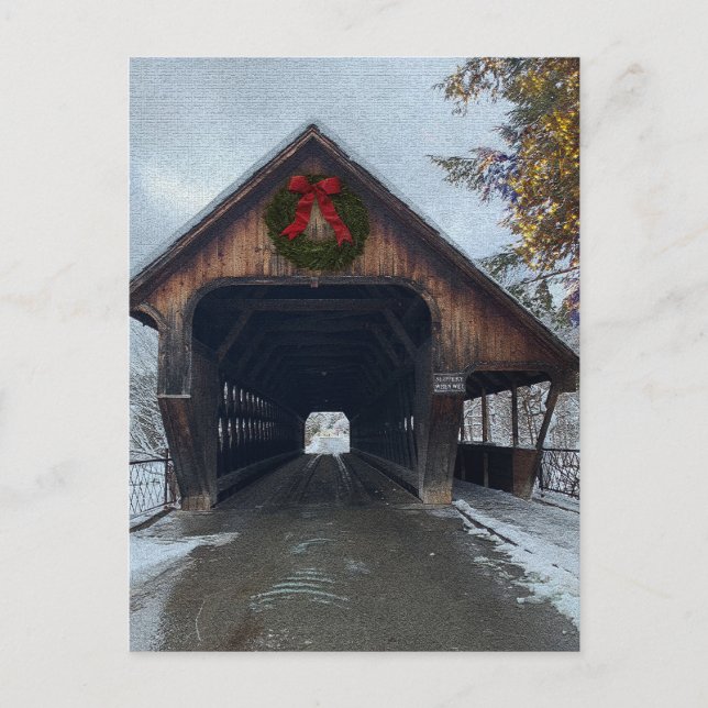 Cartão Postal Woodstock Vermont Snowy Holiday (Frente)