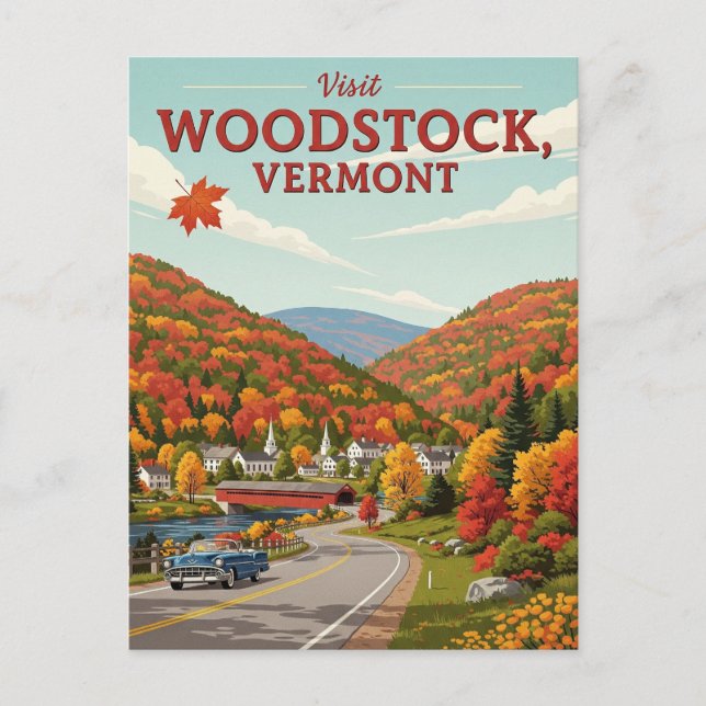 Cartão Postal Woodstock Vermont Viagem (Frente)