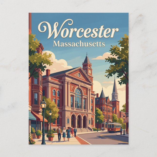 Cartão Postal Worcester, Massachusetts (Frente)