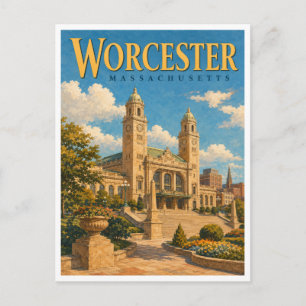Cartão Postal Worcester Massachusetts Union Station GeoSaga