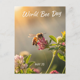 Cartão Postal World Bee Day Honeybee Floral Art